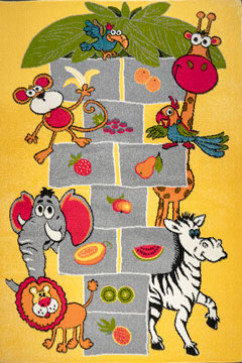 KOLIBRI 11120 18868 Сучасні килими на тканій основі, ворс середній - 9 мм, вага 2,2 кг/м2, нитка - фрiзе. У дитячу, вітальню і спальню. Зроблені в Україні 242х363