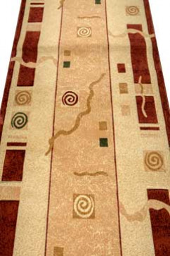 LIZA cream-bordeaux 8613 Килимова доріжка з поліпропілену з м'яким ворсом.  Підійде для вітальні і житлової кімнати. 242х363