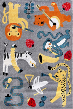 KOLIBRI 11529 24835 Сучасні килими на тканій основі, ворс середній - 9 мм, вага 2,2 кг/м2, нитка - фрiзе. У дитячу, вітальню і спальню. Зроблені в Україні 242х363