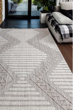 AGRA EN18A 24865 Безворсовий килим з поліестеру у скандинавському стилі. Петлевий об'ємний малюнок. Приємний на дотик і легкий у прибиранні. 242х363