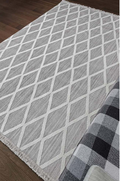 AGRA ER21B 24869 Безворсовий килим з поліестеру у скандинавському стилі. Петлевий об'ємний малюнок. Приємний на дотик і легкий у прибиранні. 242х363