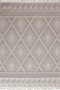 HELSINKI EZ62B 24875 Ковер в скандинавском стиле. Безворсовая основа и обьемный рисунок из распушенной нитки фризе. Натуральная цветовая гамма. 242х363