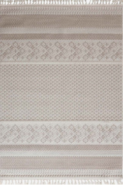 HELSINKI EZ95B 24876 Ковер в скандинавском стиле. Безворсовая основа и обьемный рисунок из распушенной нитки фризе. Натуральная цветовая гамма. 242х363