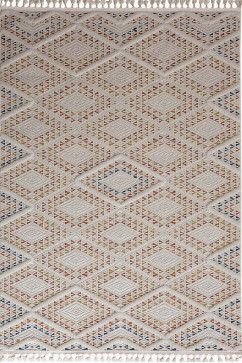 HELSINKI FD63A 24877 Ковер в скандинавском стиле. Безворсовая основа и обьемный рисунок из распушенной нитки фризе. Натуральная цветовая гамма. 242х363