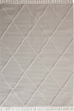 HELSINKI FG37A 24878 Килим у скандинавському стилі. Безворсова основа та об'ємний малюнок із розпушеної нитки фризе. Натуральна кольорова гама. 242х363