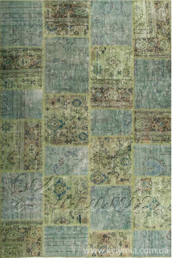 PATCHWORK CARPET green 14021 Натуральные шерстяные ковры в стиле печворк. Подойдут к современному интерьеру любой комнаты. 242х363