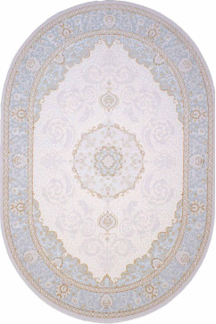 MYRAS 9696A 13707 Ковры выполнены из акрила и шерсти в изящной классике в светлых тонах с тонким рельефным узором. 242х363